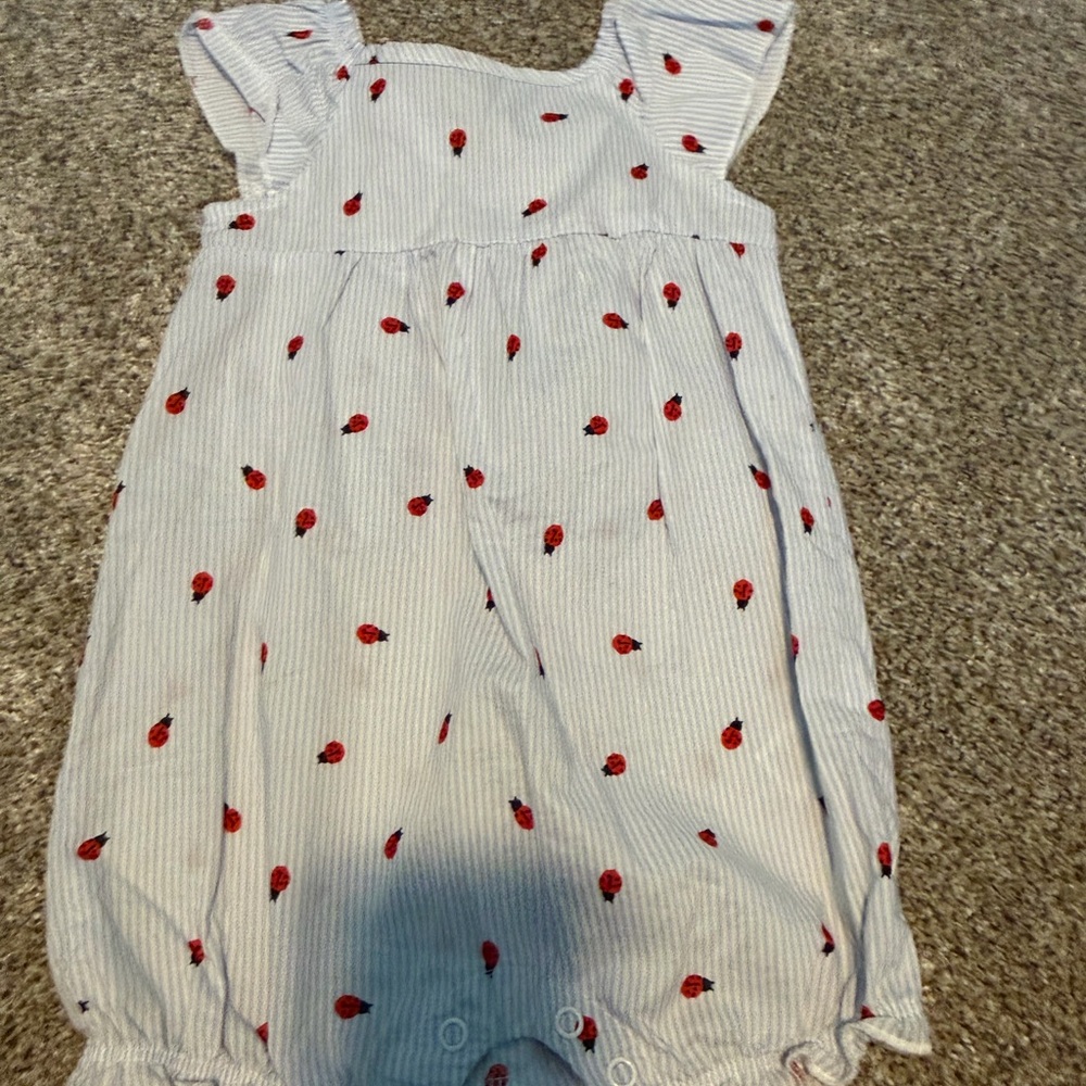 Carter's White Romper with Red Ladybug Motif